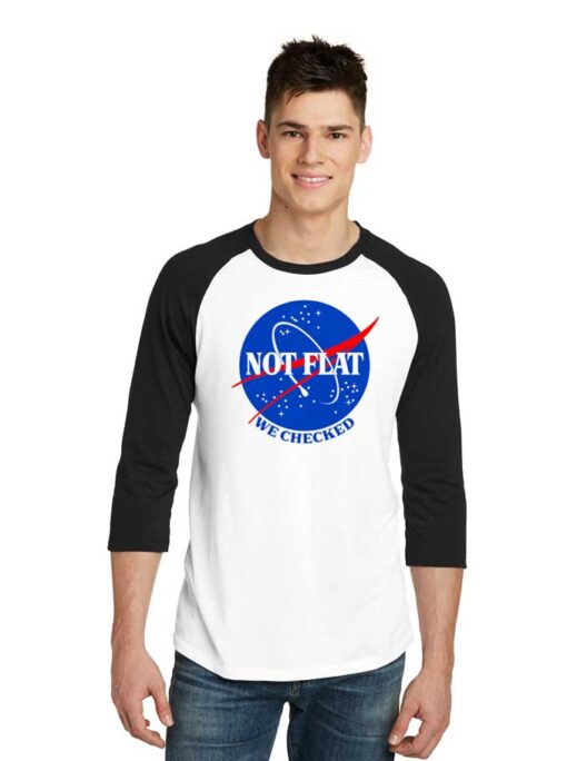 Nasa Not Flat We Checked Logo Raglan Tee