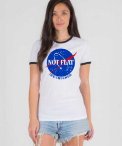 Nasa Not Flat We Checked Logo Ringer Tee