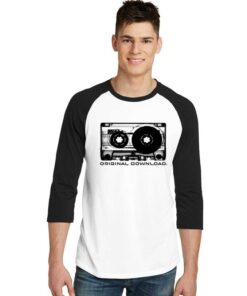 Original Download Retro Cassete Tape Raglan Tee