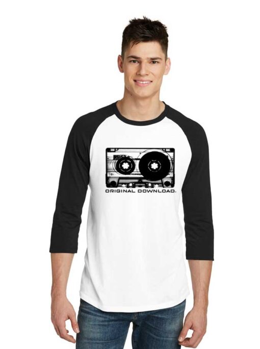 Original Download Retro Cassete Tape Raglan Tee