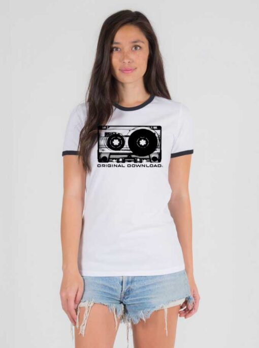 Original Download Retro Cassete Tape Ringer Tee