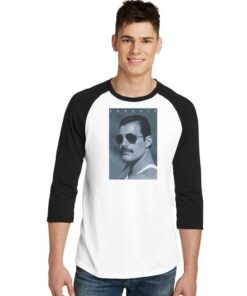 Queen Freddie Mercury In Shades Photo Raglan Tee