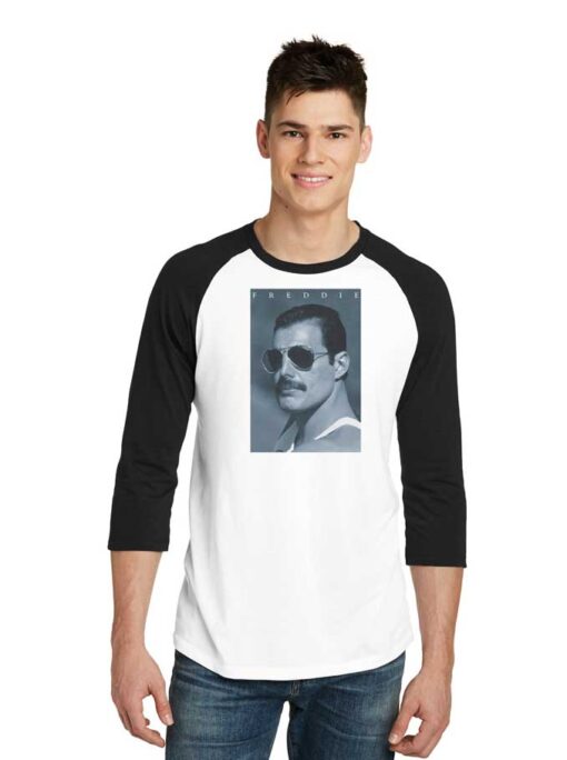 Queen Freddie Mercury In Shades Photo Raglan Tee