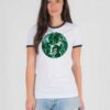 Tropical Palm Leaves Shape Logo Ringer Tee