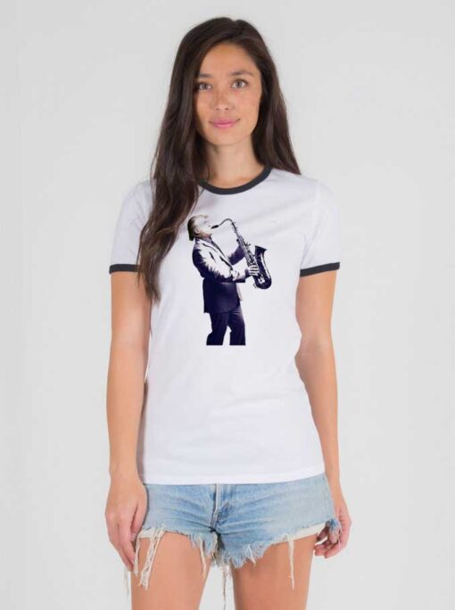 Donald Trump Playing Saxophone Ringer Tee