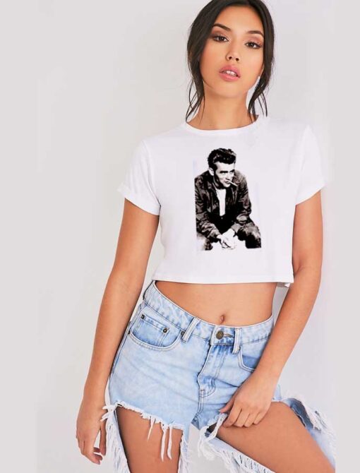 James Dean Smoking Photo Crop Top Shirt