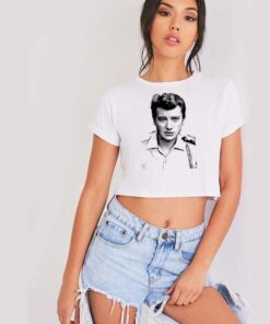 Young Johnny Hallyday Photo Vintage Crop Top Shirt