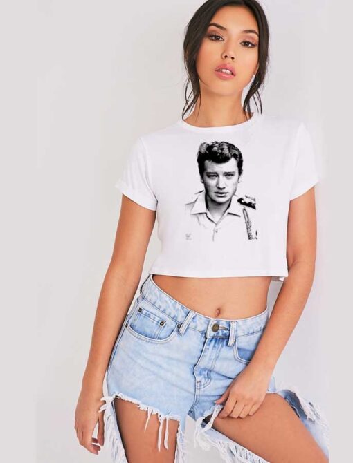 Young Johnny Hallyday Photo Vintage Crop Top Shirt