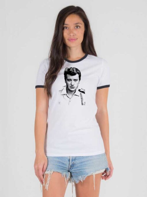 Young Johnny Hallyday Photo Vintage Ringer Tee