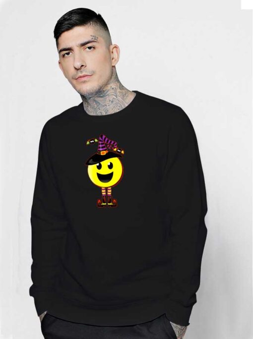 Creepy Happy Witch Halloween Emoji Sweatshirt