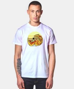 Astronaut Great Wave Of Pizza T Shirt
