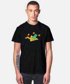 Pizza Dinosaur Surfing Meteor T Shirt