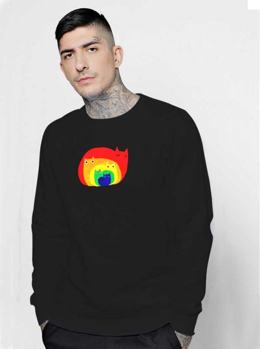 Vintage Rainbow Cats Cartoon Sweatshirt