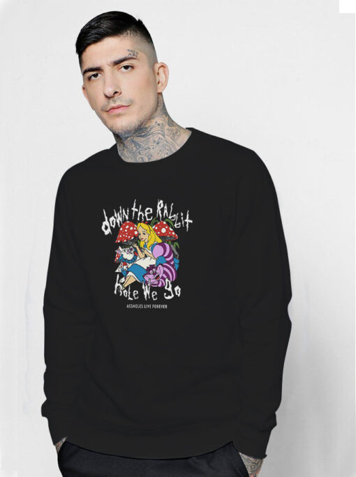 Assholes Live Forever Down The Rabbit Hole We Go Sweatshirt