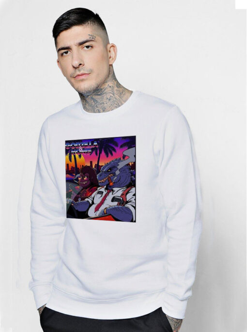 Godzilla And Kong Smoke And Driving Car Sweatshirt